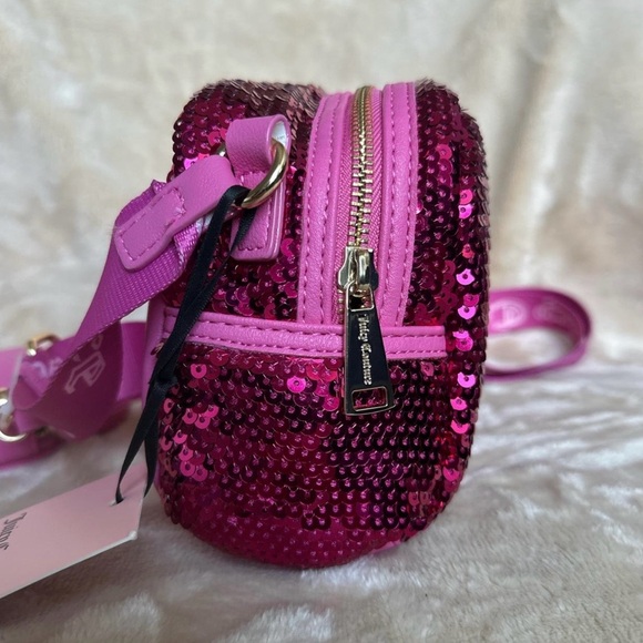 NWT Juicy Couture Puffed Up Crossbody - Pink Sequin - Picture 2 of 4